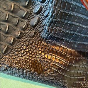 Brahmin Blue and Brown Croc-Embossed Bag